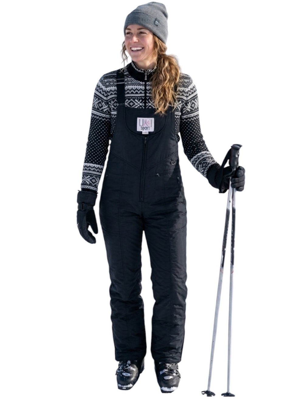 UAI Sport Black Ski Bibs Size 36 L Snow Pants Overalls Waterproof Salopettes